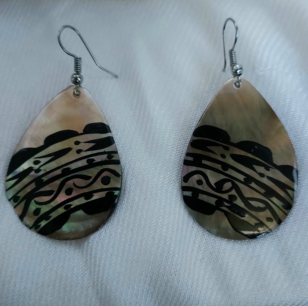 Hand painted Abalone Earrings